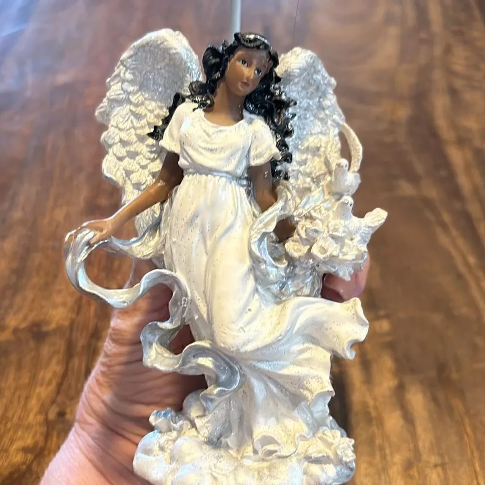 Home Interiors Dark Skinned Angel Tea Light Candle Holder-no shade
